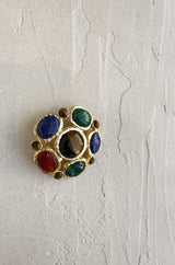 BROCHE lapis
 malachite
 style gripoix fabriqué en france