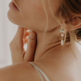 boucles d'oreilles cabochon de nacre mariage mariée cérémonie chic