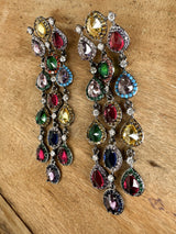 boucles d'oreilles strass longues cocktail colorées poggy lizeron