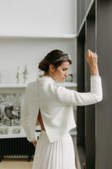 couronne de mariée mariage en porcelaine blanche parure chignon