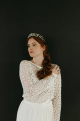 couronne de mariée mariage en porcelaine blanche parure chignon