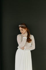 couronne de mariée mariage en porcelaine blanche parure chignon