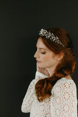 couronne de mariée mariage en porcelaine blanche parure chignon