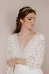 couronne en métal et nacre de mariée mariage lizeron josephine