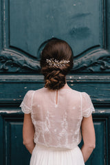 peigne de mariée mariage en porcelaine blanche parure chignon