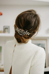 peigne de mariée mariage en porcelaine blanche parure chignon