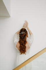 peigne de mariée mariage en porcelaine blanche parure chignon