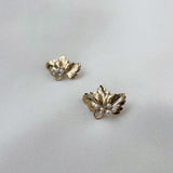 boucles d'oreilles or et nacre mariage feuilles manchettes