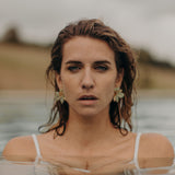 boucles d'oreilles orchidees dorées lizeron cérémonie mariage de face