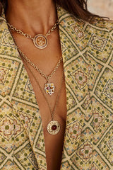COLLIER GROSSE MEDAILLE PENDENTIF VINTAGE GRIPOIX