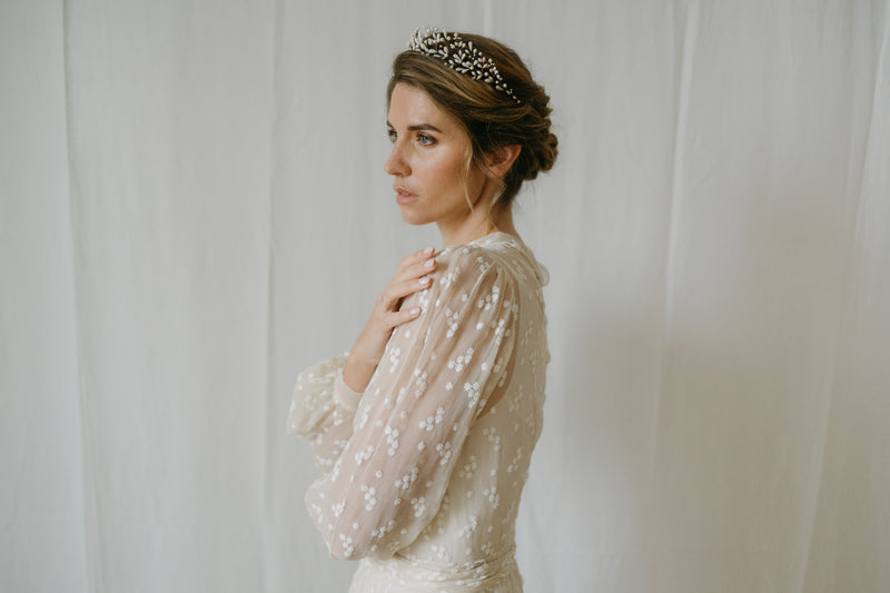 couronne en porcelaine froide de mariée mariage vintage 