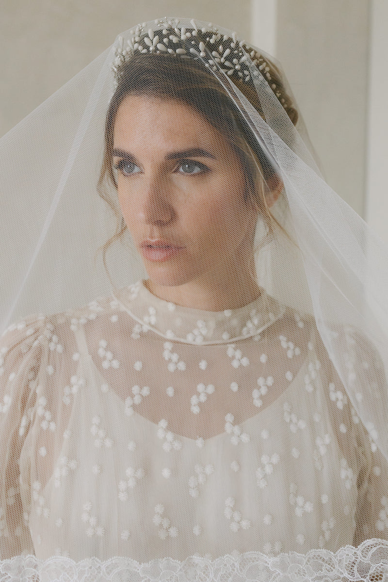 couronne en porcelaine froide de mariée mariage vintage 