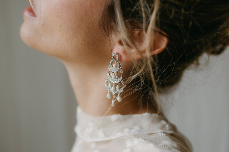 boucles d'oreilles de petites perles baroques et de strass lizeron victoire