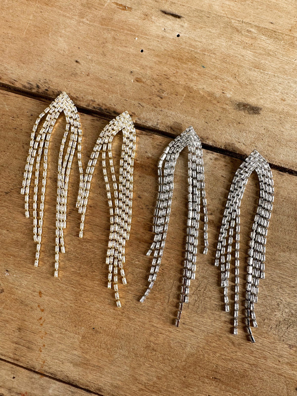 boucles d'oreilles strass longues baguettes soir cocktail lizeron