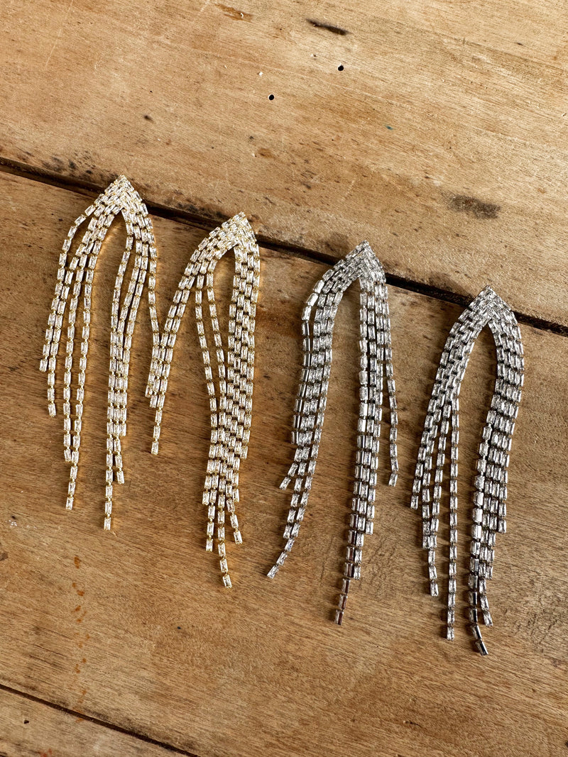 boucles d'oreilles strass longues baguettes soir cocktail lizeron