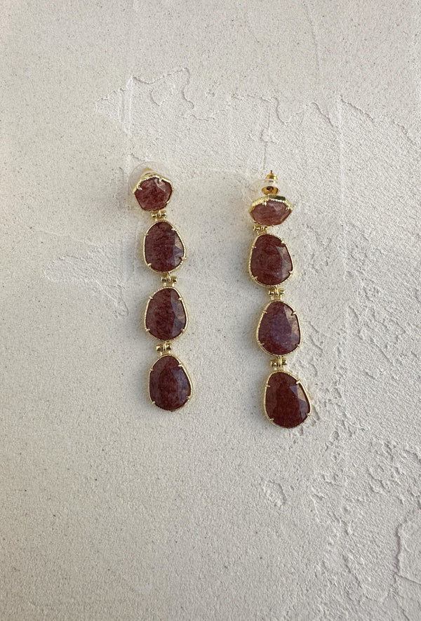 boucles d'oreilles en quartz longues bijoux cocktail