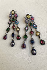 boucles doreilles cocktail longues strass colorées soirée