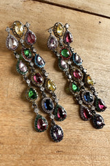 boucles d'oreilles strass longues cocktail colorées poggy lizeron