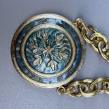 COLLIER EMAILLé statement médaille grosse chaine lizeron